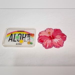 Flatback Shaker Aloha Flower Focal Bead Pink Crafts Keychain Bag Clip Badge